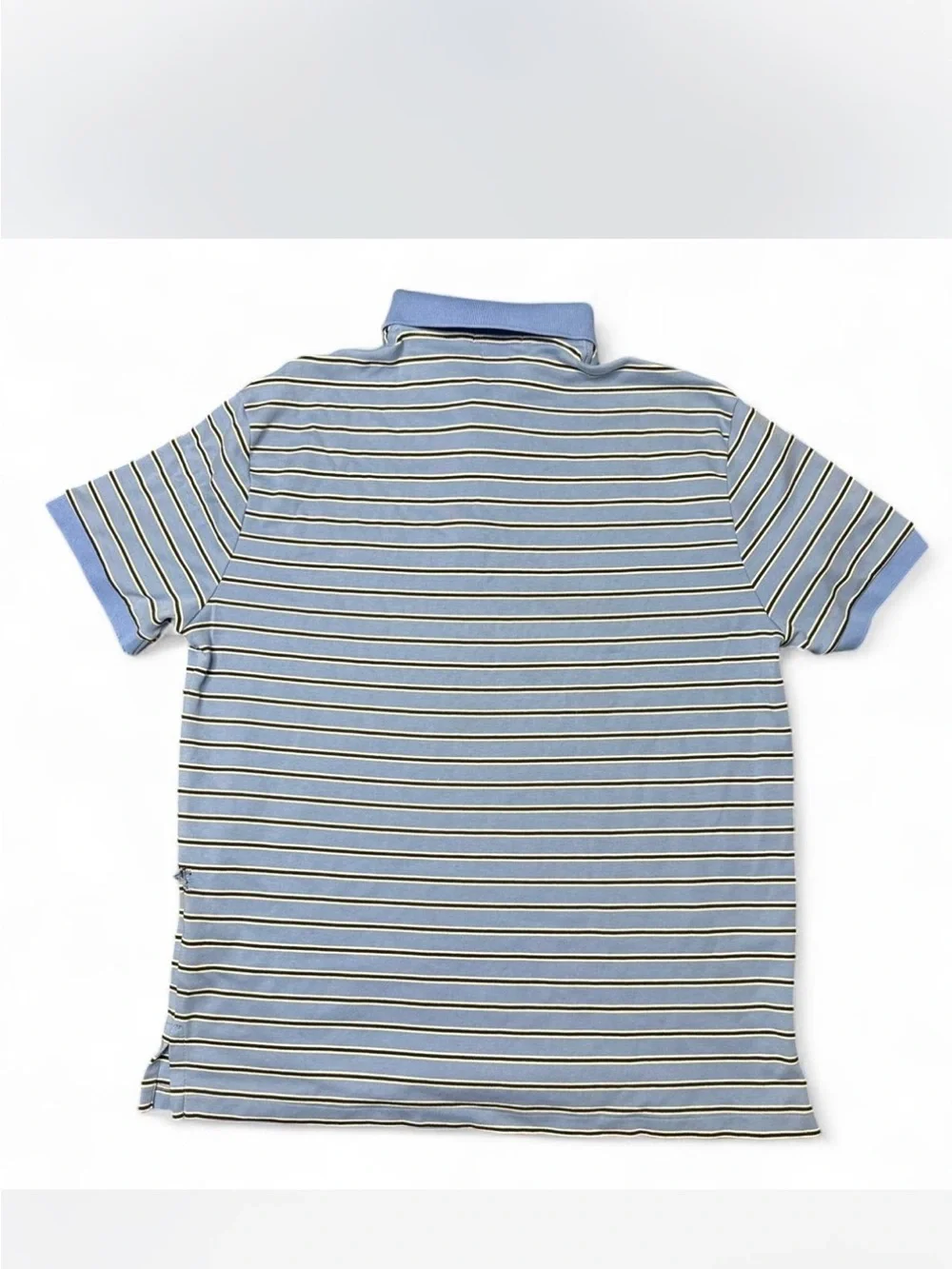 Ralph Lauren Blue Striped Polo with Contrast Trim